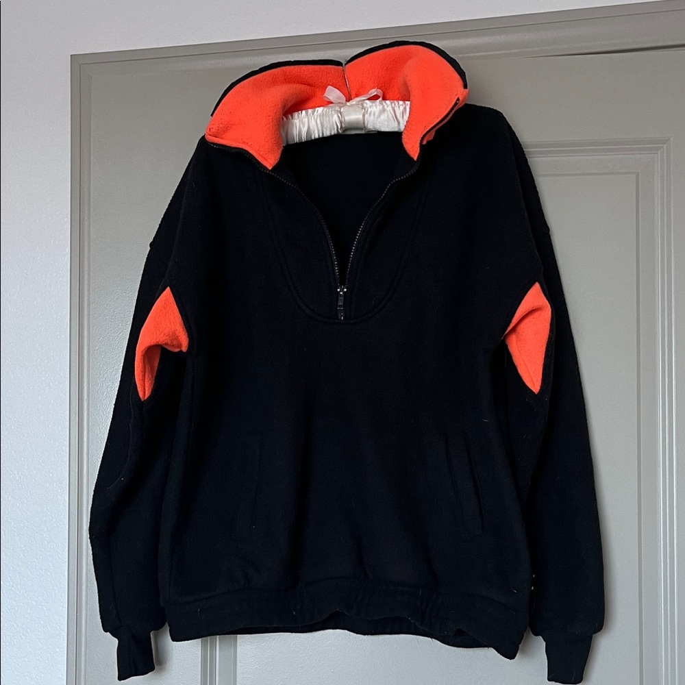 Retro Fleece Quarter-Zip | Black & Orange | M/L